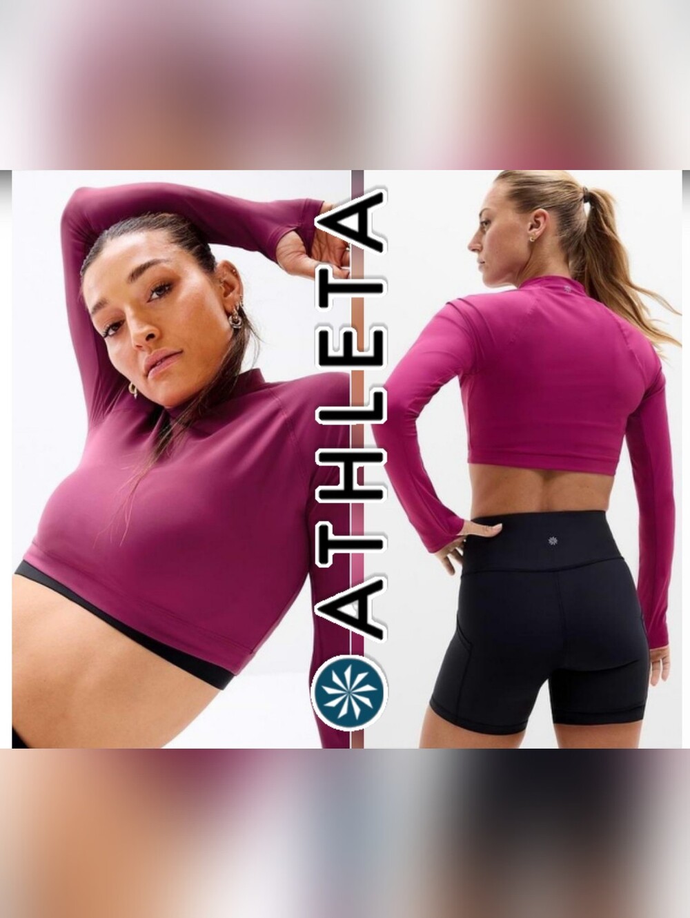 Athleta Crosstrain Ultra Crop Top Long Sleeves In Wildberry